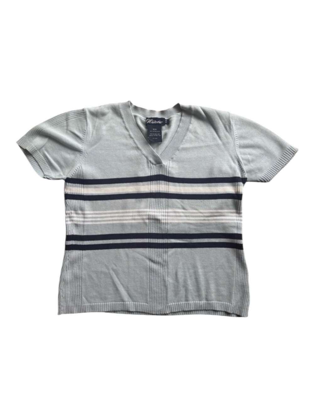 Vintage Striped Cotton Knit Baby Tee Y2K Retro Short Sleeve Top Preppy Soft Girl